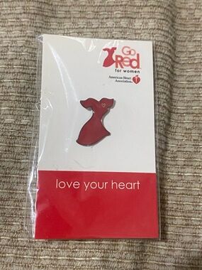 ❤️NWT American Heart Association Go Red Enamel Dress Pin - Love your heart